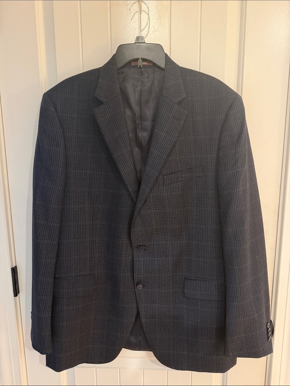 Peter Millar Navy Windowpane Sport Coat Size 44 Tall/Long